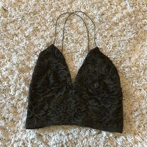 Dark green laced crop top